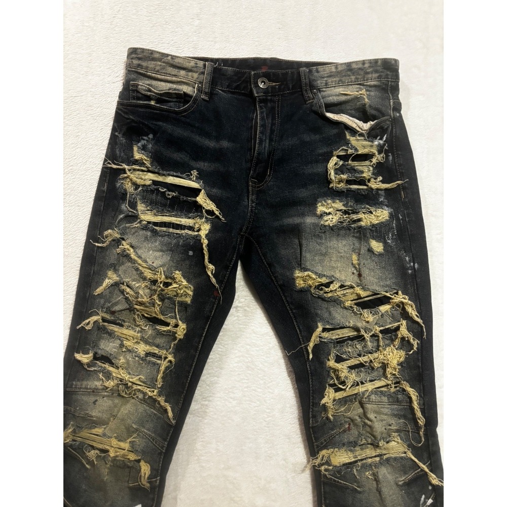 SMOKE RISE Mens 34x34 Jeans Streetwear‎ Paint Splatter Distressed Destroyed